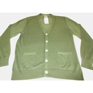 OOBE Brand Men's Ashworth Cotton Cardigan Italian Made Sweater Militaire Green